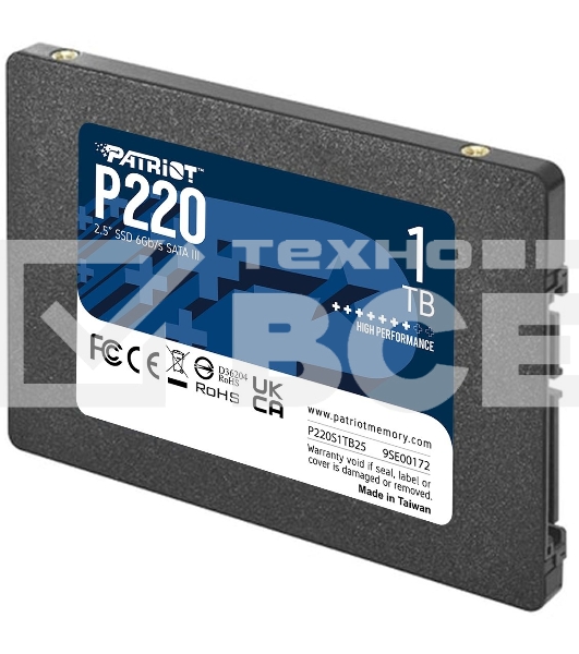 Накопитель SSD Patriot P220, 1TB, SATA III, 2.5