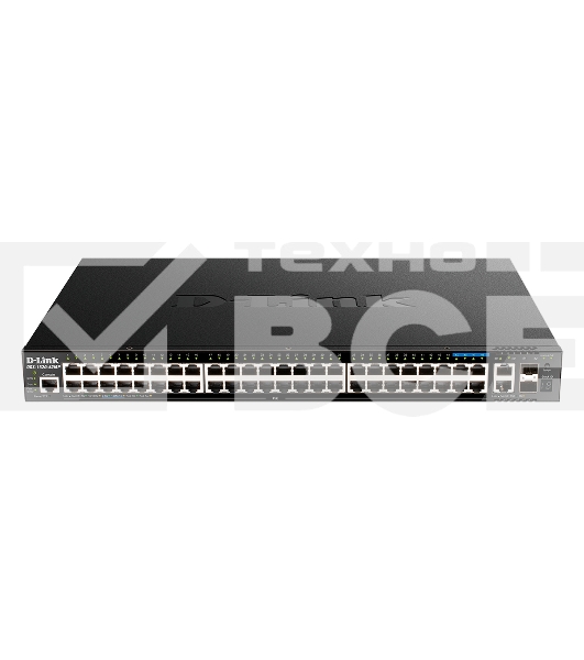 Управляемый L3 стекируемый коммутатор D-Link DGS-1520-52MP/A1A с 44 портами 10/100/1000Base-T, 4 портами 100/1000/2.5GBase-T, 2 портами 10GBase-T и 2 портами 10GBase-X SFP+