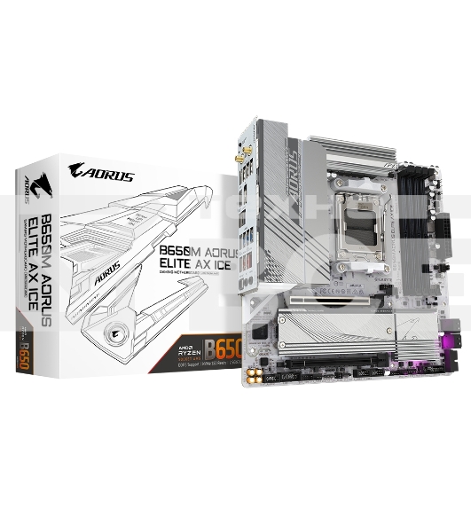 Материнская плата Gigabyte B650M AORUS ELITE AX ICE SocketAM5 AMD B650 4xDDR5 mATX AC`97 8ch(7.1) 2.5Gg RAID+HDMI+DP