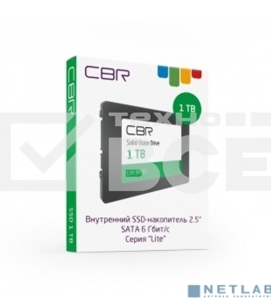 Накопитель SSD CBR SSD-001Tb-2.5-LT22, серия 'Lite', 1024 Gb, 2.5', SATA III 6 Gbit/s, SM2259XT, 3D TLC NAND, R/W speed up to 550/520 Mb/s, TbW (Tb) 500