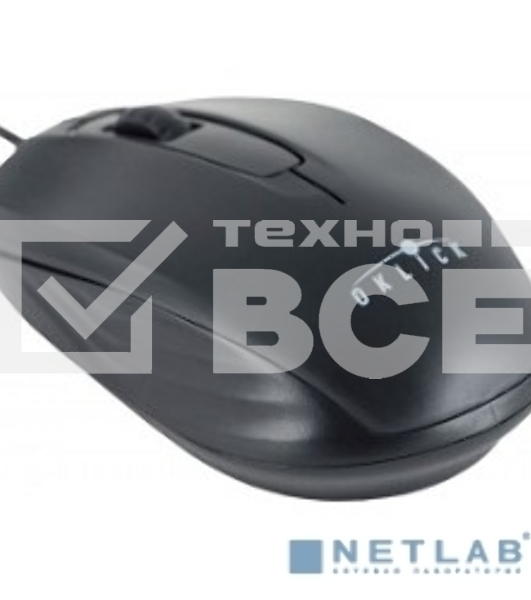 Мышь проводная Oklick 195M черный, 800 dpi, USB, кнопки - 3