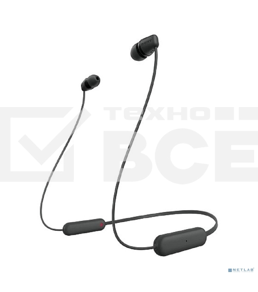 Гарнитура вкладыши Sony WI-C100 черный беспроводные bluetooth шейный обод