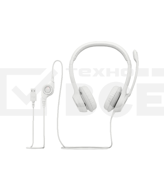 Гарнитура проводная с микрофоном Logitech H390 белый 1.9м накладные USB оголовье (981-001288)