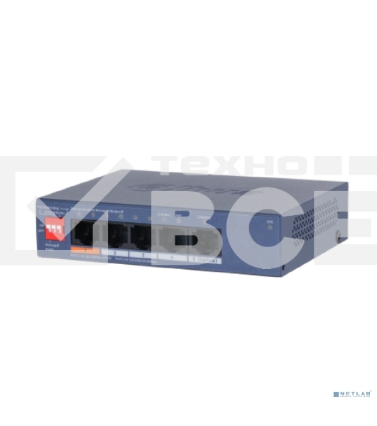 Коммутатор Dahua DH-CS4005-4ET1GT-60 4-портовый гигабитный PoE с функцией облачного управления, 4xRJ45 100Mb, 1xRJ45 1Gb uplink, суммарно 60Вт