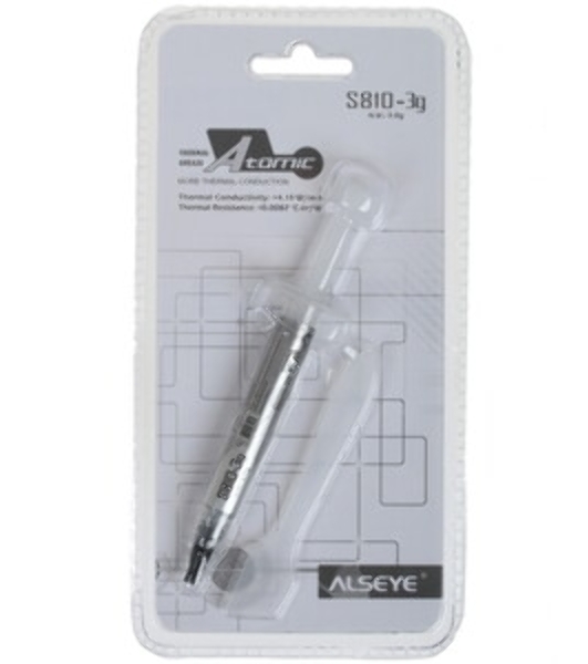 Термопаста ALSEYE T10 Thermal conductivity: 13.9W/m-k Color: Gray Conductivity: non-conductive specific gravity: 2.7g/cm³@25℃ Capacity: 1.2мл Weight: 2G