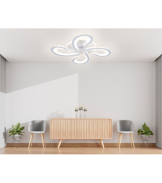 Потолочный светодиодный светильник Ambrella light FA1702/4 WH/CH белый/хром 121W 3000K-6400K 560*560*90 (ПДУ РАДИО 2.4G)