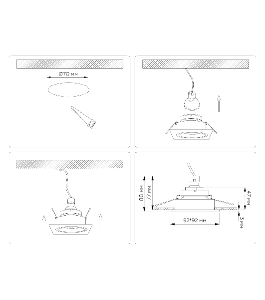 Встраиваемый точечный светильник Ambrella light TN102829 BK/GD черный/золото GU5.3 92*92*50