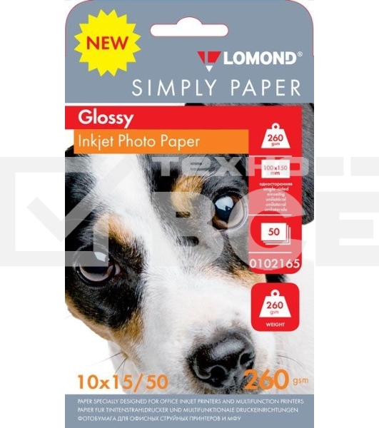 Фотобумага Lomond Simply 0102165 10x15/260г/м2/50л./белый CIE148% глянцевое для струйной печати