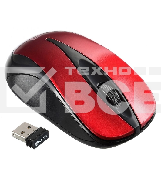 Мышь беспроводная Oklick 675MW черный/красный, 800 dpi, радиоканал, USB, кнопки - 3