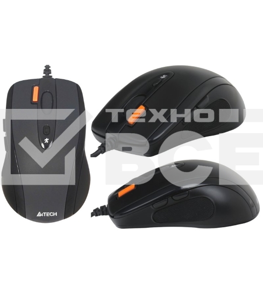 Мышь проводная A4Tech N-70FX черный, 1600 dpi, USB, кнопки - 7