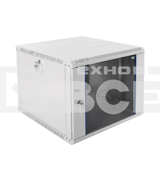 Шкаф настенный ЦМО ШРН-Э-9.650 9U 600x650мм пер.дв.стекл несъемные бок.пан. серый