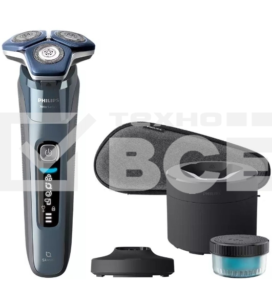 Бритва роторная Philips S7882/55 питан.:элек.сеть/аккум. синий/серебристый