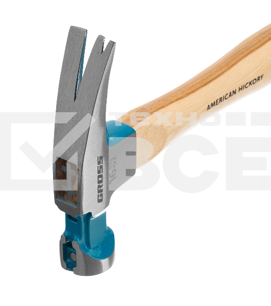 Молоток-гвоздодер Gross 10418 American hickory 450г, угол 75, магнит, обрезиненная рукоятка