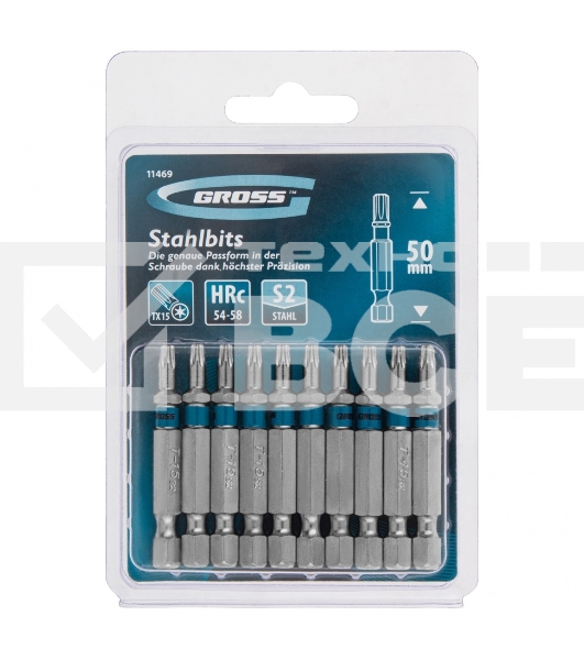 Набор бит TORX 15х50, сталь S2, 10 шт. Gross