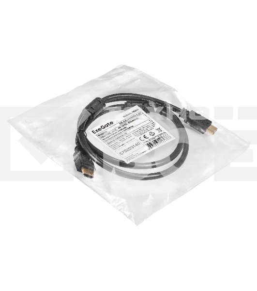 Кабель HDMI ExeGate EX-CC-HDMI2-1.0F (19M/19M, v2.0, 1м, 4K UHD, Ethernet, ферритовые кольца, позолоченные контакты)