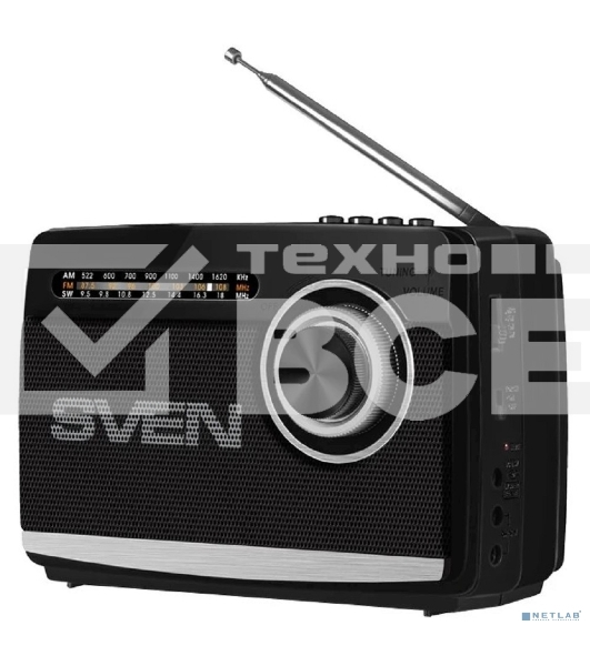 Радиоприёмник SVEN SRP-535 чёрный (3 Вт, FM/AM/SW, USB, SD/microSD, 900 мАч, 2 х D/UM, фонарь)
