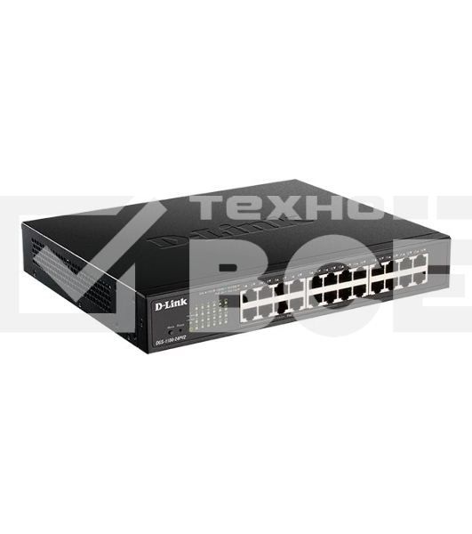 Настраиваемый L2 коммутатор D-Link DGS-1100-24PV2/A3A c 24 портами 10/100/1000Base-T (12 портов РоЕ 802.3af/at, PoE-бюджет 100 Вт)