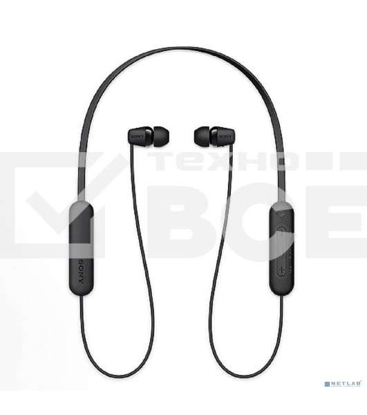 Гарнитура вкладыши Sony WI-C100 черный беспроводные bluetooth шейный обод