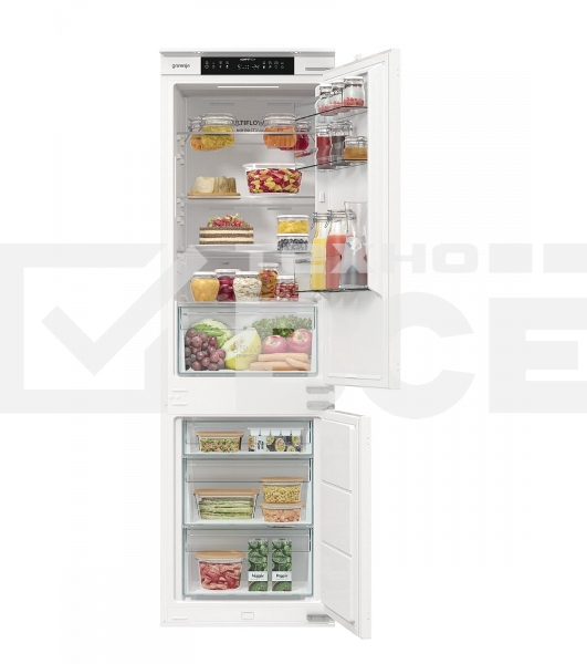 Встраиваемый холодильник Gorenje NRKI517141 белый двухкамерный 175/68 л морозилка снизу, No Frost