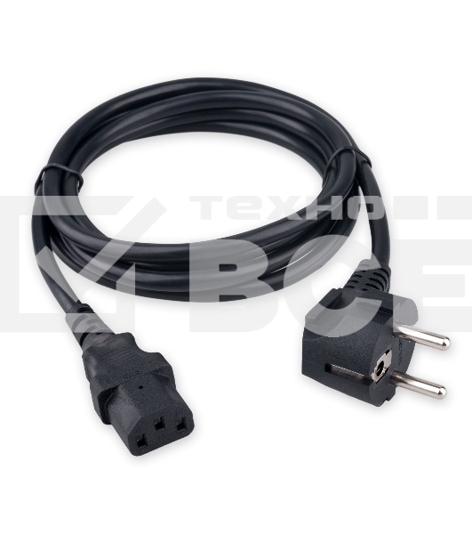 Кабель питания Гарнизон GPC-186-1-1.8M, Schuko-C13, 3x1.0 мм2, 16A, CCA, с заземлением, 1.8 м, черный, пакет
