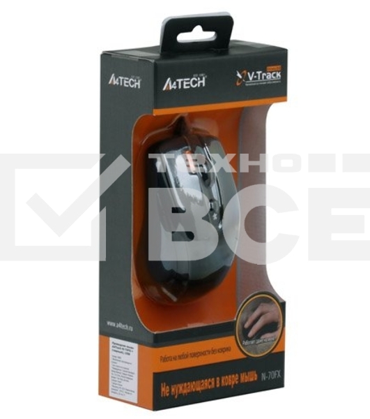 Мышь проводная A4Tech N-70FX черный, 1600 dpi, USB, кнопки - 7