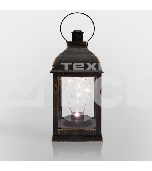 Декоративный фонарь Neon-night с лампочкой, бронзовый корпус, размер 10.5х10.5х22,5 см, цвет теплый белый