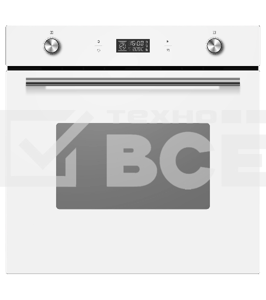 Духовой шкаф встраиваемый полноразмерный Evelux EO 650 PW, 60 см, 9 режимов, 70л, белое стекло