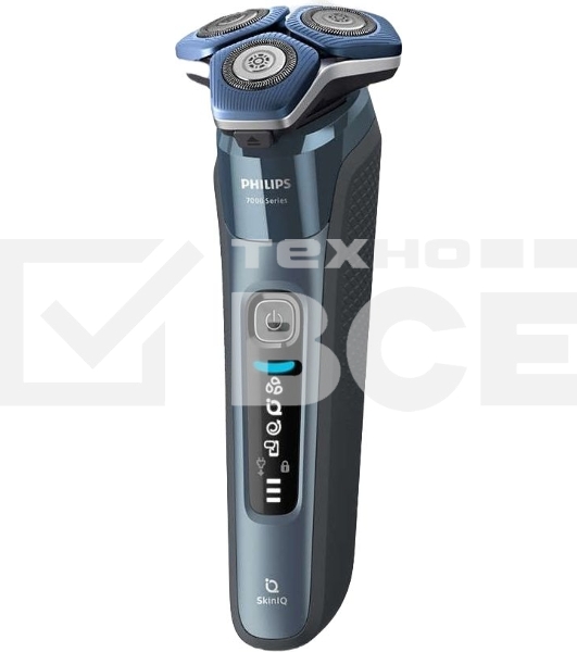 Бритва роторная Philips S7882/55 питан.:элек.сеть/аккум. синий/серебристый