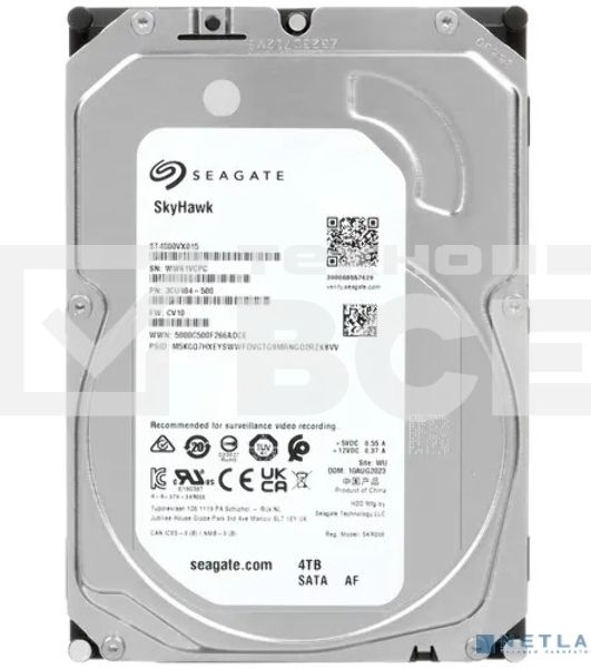 Жесткий диск Seagate SATA-III 4TB ST4000VX015 Surveillance Skyhawk (5900rpm) 256Mb 3.5