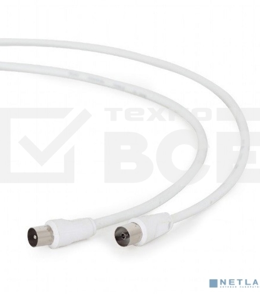 Кабель телевизионный Cablexpert, CCV-515-W-5M, Coaxial M/F, белый, 5м
