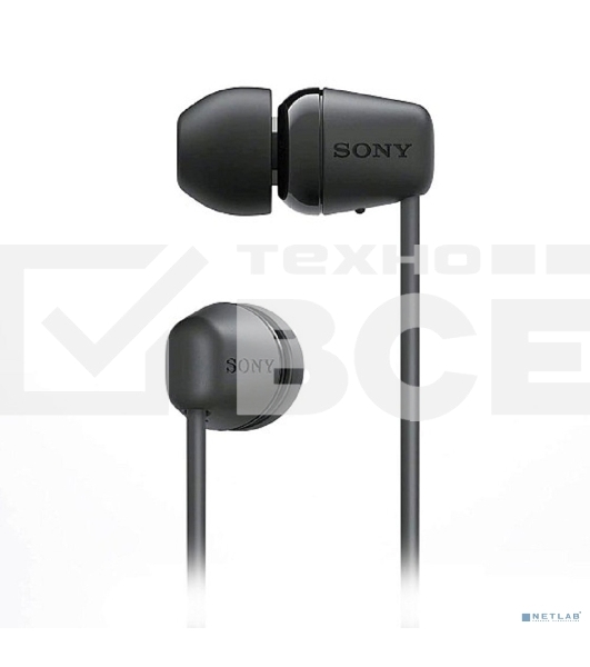 Гарнитура вкладыши Sony WI-C100 черный беспроводные bluetooth шейный обод