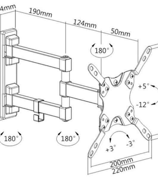 Кронштейн для телевизора Digis DSM-2123 13'-42' 20 кг 75x75; 100x100; 200x100; 200x200