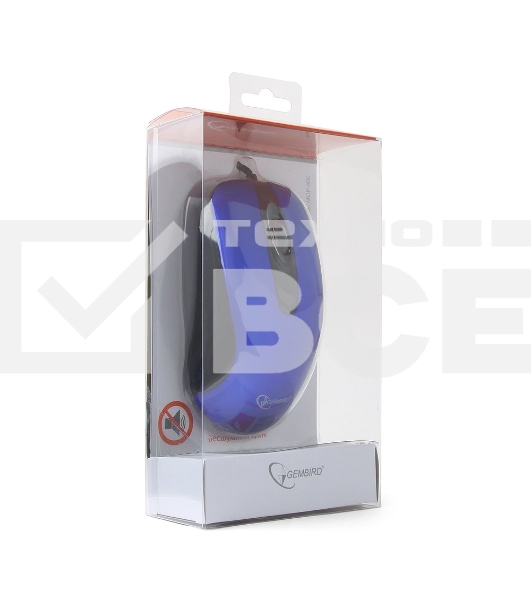 Мышь проводная Gembird MOP-400-B синий, 1000 dpi, USB, кнопки - 3