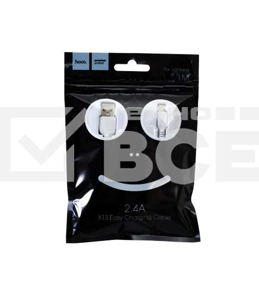 Кабель USB 2.0 hoco X13, AM/Lightning M, белый, 1м