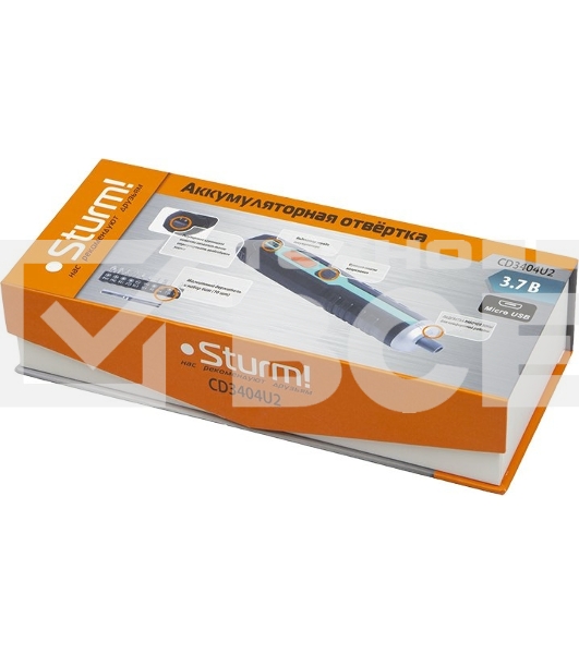 Отвертка Аккумуляторная Sturm! CD3404U2,3,6В,micro USB ,подсветка,индикат напр,набор бит,без ЗУ