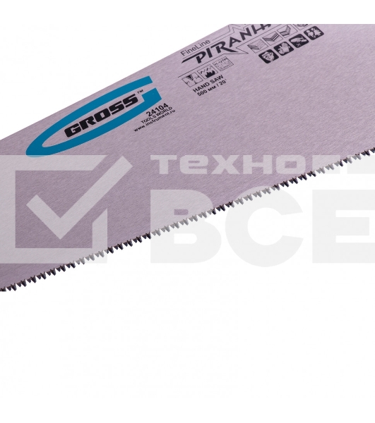 Ножовка Gross 24104 по дереву piranha 500мм 11-12 tpi зуб - 3d каленый зуб двухкомпонентная рукоять