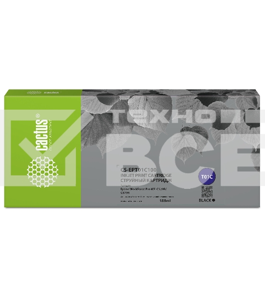 Картридж струйный Cactus CS-EPT01C100 (T01C1) черный (188 мл) для Epson WorkForce Pro WF-C529RDTW/WF-C579RD2TWF/WF-C579RDTWF Pro