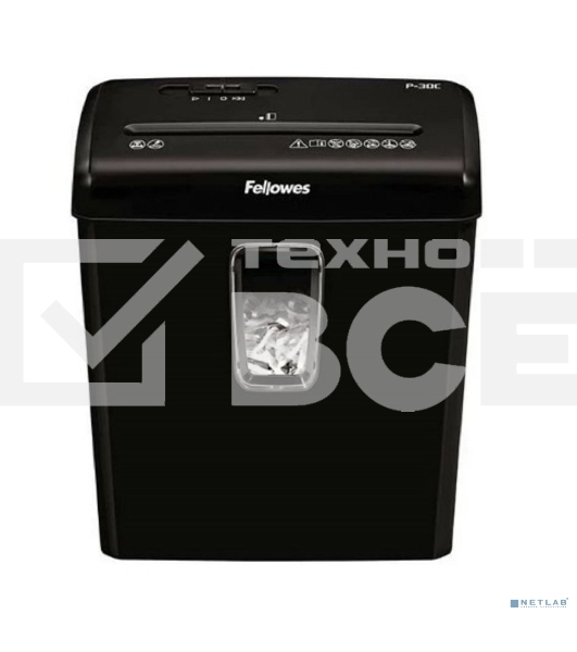 Шредер Fellowes® Powershred® P-30C, DIN P-4, 4х34 мм, 6 лст., 15 лтр.