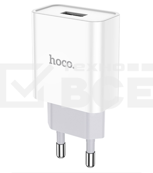 Блок питания (сетевой адаптер) HOCO C81A Asombroso single 1xUSB, 2.1A, 10W, белый