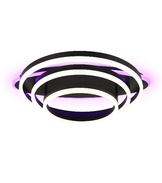 Потолочный светодиодный светильник FA8524 BK черный 146W 3000K-6400K+RGB 560*500*150 (ПДУ РАДИО 2.4G)
