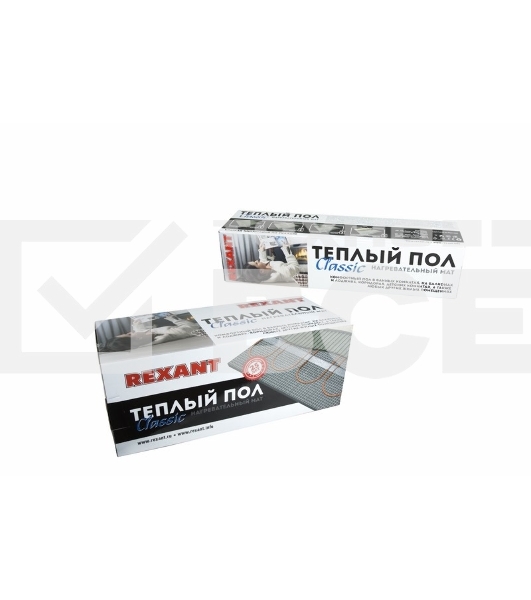 Тёплый пол (нагревательный мат) Rexant Classic RNX -1,5-225 (площадь1,5 м2 (0,5 х 3,0 м)),225 Вт, двухжильный с экраном
