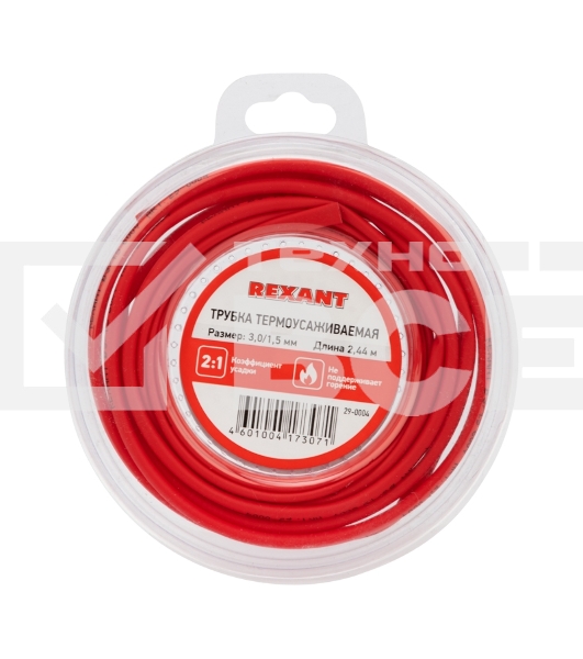 Трубка термоусаживаемая Rexant 3.0/1.5мм красн. ролик 2.44м