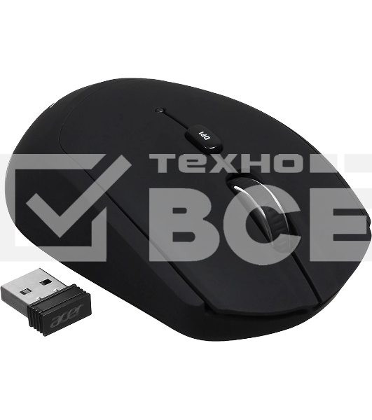Мышь беспроводная Acer OMR050 черный, 1600 dpi, радиоканал, Bluetooth, USB, кнопки - 6