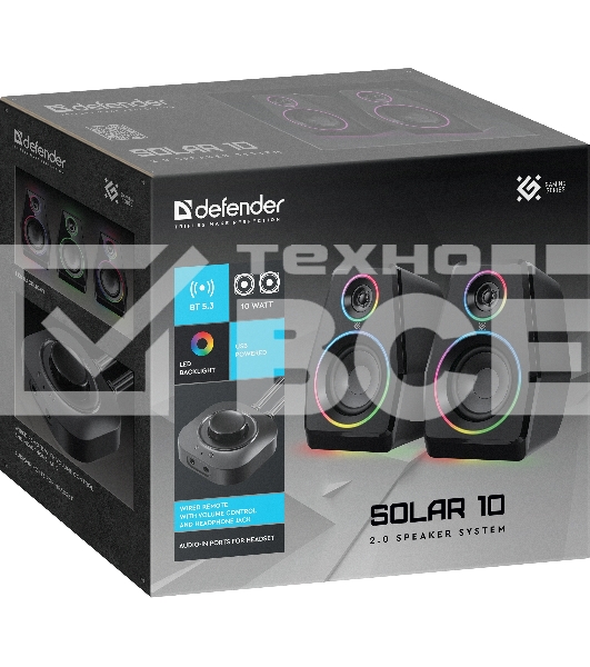 Акустическая система Defender 2.0 Solar 10 10Вт, BT/Light питание от USB