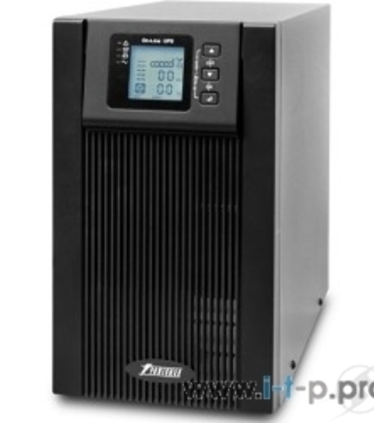 Источник бесперебойного питания PowerMan Online 3000 черный (3000ВА/2100Вт, Online-Double conversion/LCD Display/USB/Software/RJ11/45,RS-232)