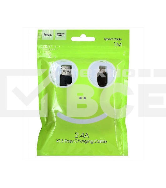 Кабель USB 2.0 hoco X13, AM/Type-C M, черный, 1м