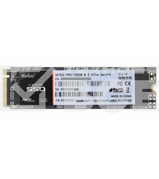 Накопитель SSD Netac N930E Pro, 128GB, PCIe 3.1 x4, M.2 2280, NVMe, R/W 970/650