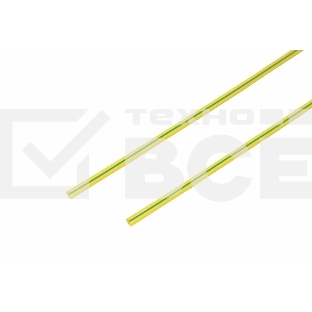 Термоусаживаемая трубка Rexant 1,5/0,75 мм, желто-зеленая, упаковка 50 шт. по 1 м