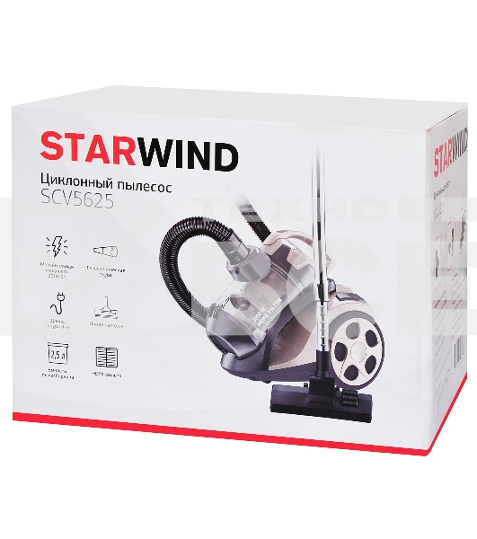 Пылесос Starwind SCV5625 золотистый, 350/2000 Вт, уборка сухая, пылесборник контейнер 2.5 л