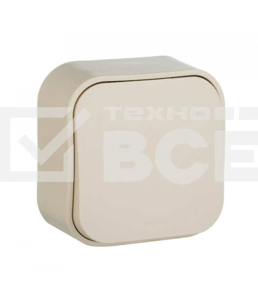 Выключатель 10A 1-клав., сл. кость Quteo
